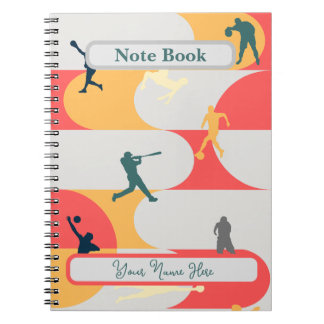 Colourful Retro Multi-Sport Silhouette Personalise Notebook
