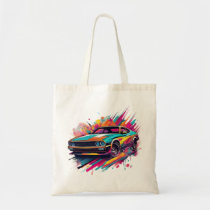Colourful Retro Muscle Car Art Tote Bag