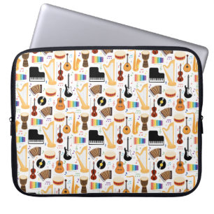 Colourful Retro Musical Instruments Pattern Laptop Sleeve