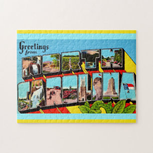 Colourful Retro North Carolina Jigsaw Puzzle