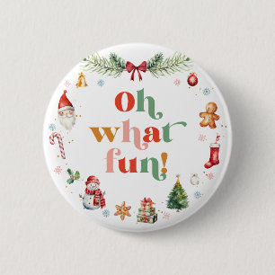 Colourful Retro Oh What Fun Lettering 6 Cm Round Badge