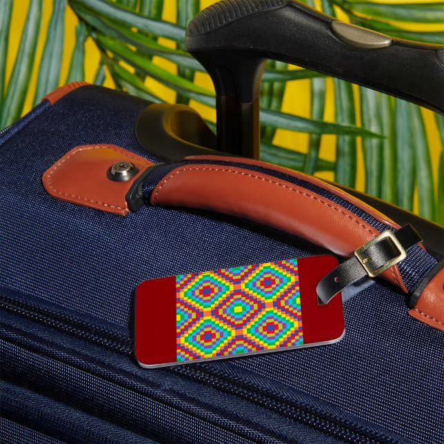 Colourful Retro Optical Illusion Geometric Rainbow Luggage Tag (Creator Uploaded)