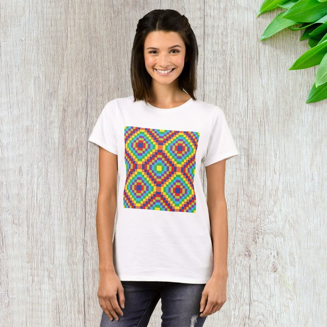 Colourful Retro Optical Illusion Geometric Rainbow T-Shirt (Creator Uploaded)