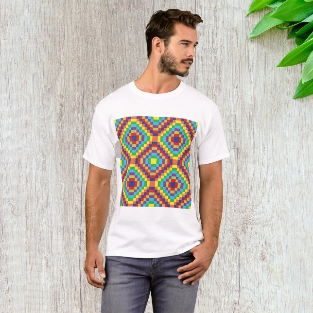 Colourful Retro Optical Illusion Geometric Rainbow T-Shirt (Creator Uploaded)