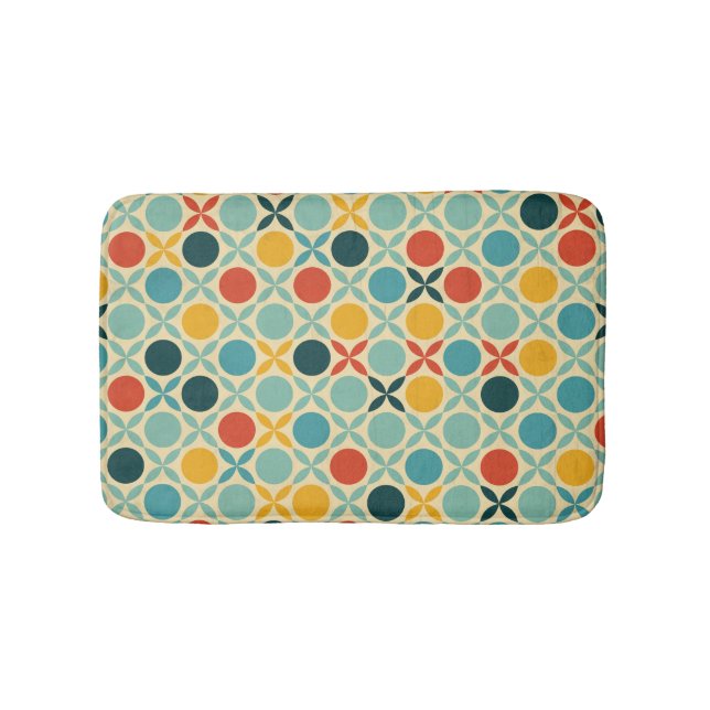 Colourful Retro Ornamental Pattern Bath Mat (Front)