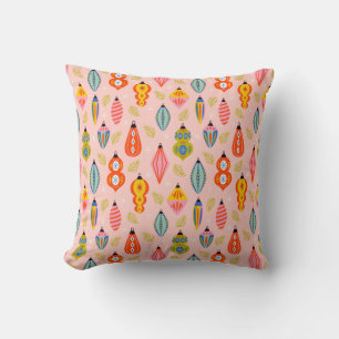 Colourful Retro Ornaments Christmas Pattern Cushion