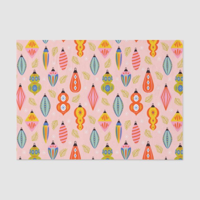 Colourful Retro Ornaments Christmas Pattern Tissue Paper (Front)