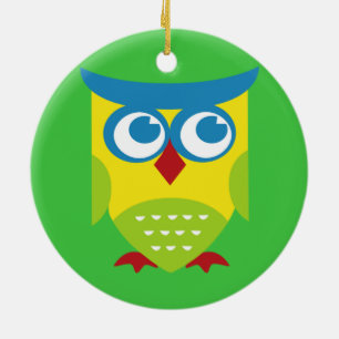 Colourful Retro Owl Ceramic Ornament