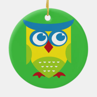Colourful Retro Owl Ceramic Ornament