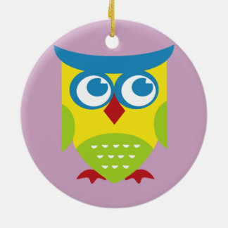 Colourful Retro Owl Ceramic Tree Decoration