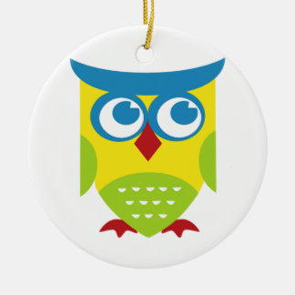 Colourful Retro Owl Ceramic Tree Decoration