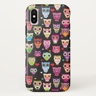 Colourful retro Owls iPhone X Case