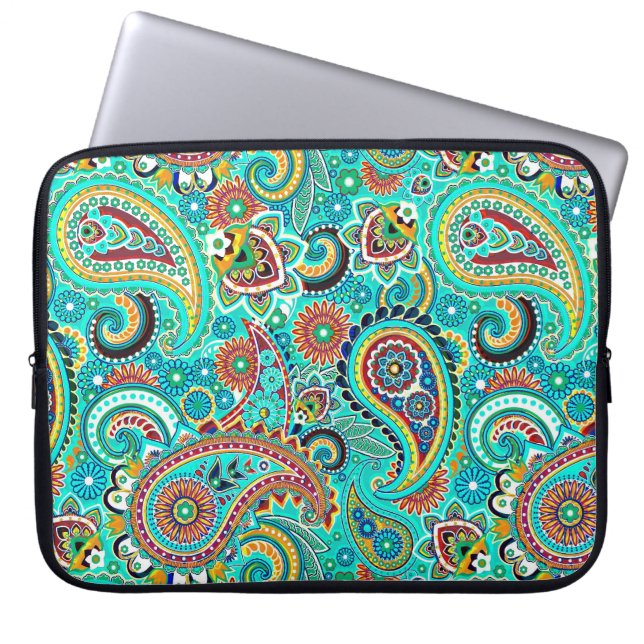 Colourful Retro Paisley Laptop Sleeve (Front)