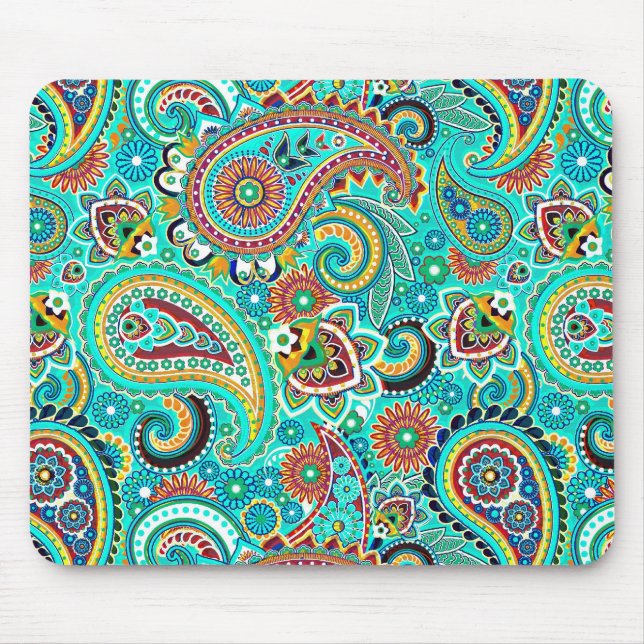 Colourful Retro Paisley Mouse Pad (Front)