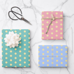 Colourful Retro Pastel Polka Dots Pattern Easter Wrapping Paper Sheet