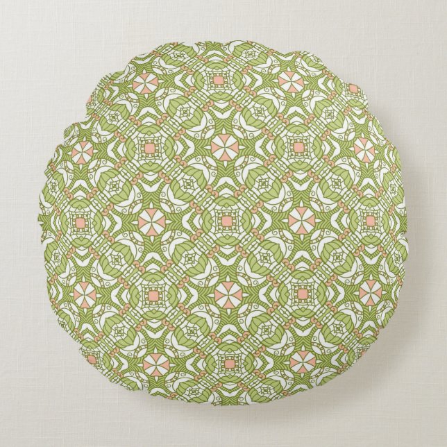 Colourful retro pattern background 2 round cushion (Front)