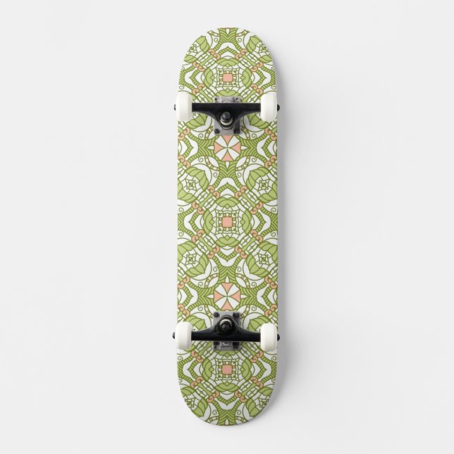 Colourful retro pattern background 2 skateboard (Front)