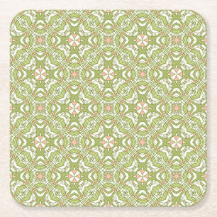 Colourful retro pattern background 2 square paper coaster
