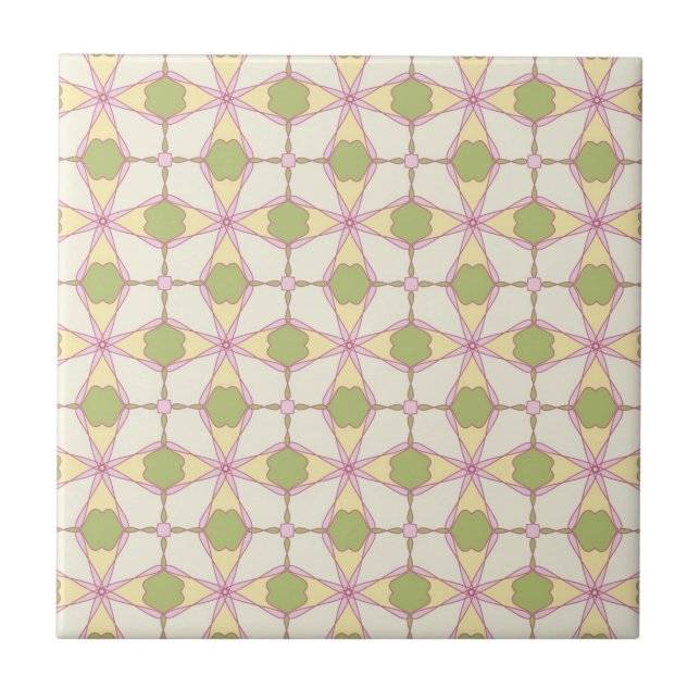 Colourful retro pattern background 3 ceramic tile (Front)