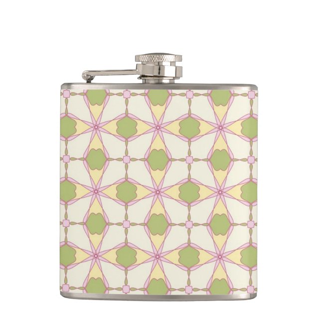 Colourful retro pattern background 3 hip flask (Front)