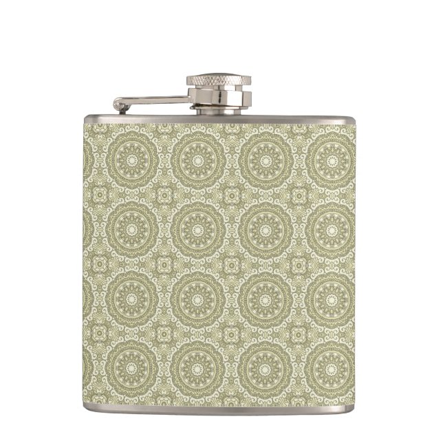 Colourful retro pattern background 6 hip flask (Front)