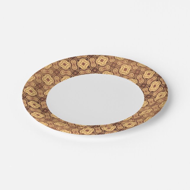 Colourful retro pattern background paper plate (Angled)