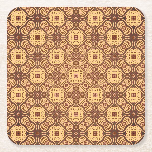 Colourful retro pattern background square paper coaster (Front)