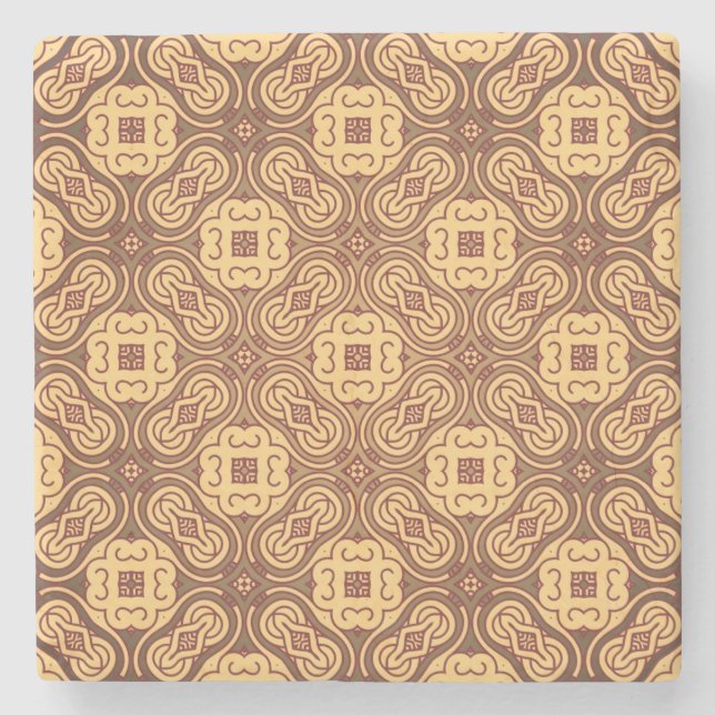 Colourful retro pattern background stone coaster (Front)