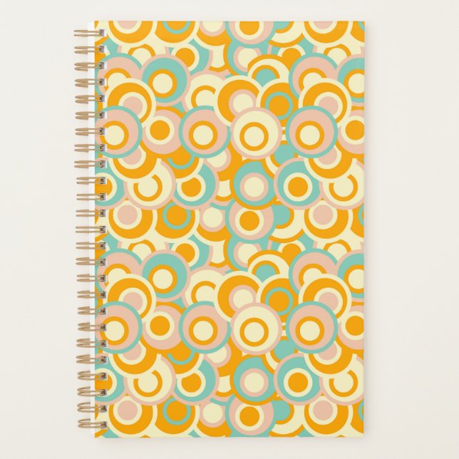 Colourful retro pattern in pastel shades of orange planner (Front)