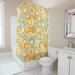 Colourful retro pattern in pastel shades of orange shower curtain