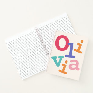 Colourful Retro Personalised Name Girls Spiral Notebook