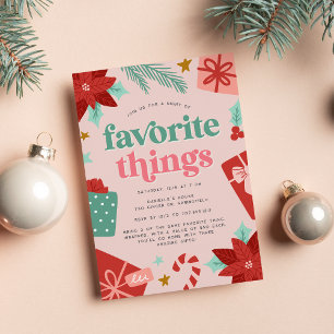 Colourful Retro Pink Holiday Favourite Things Part Invitation