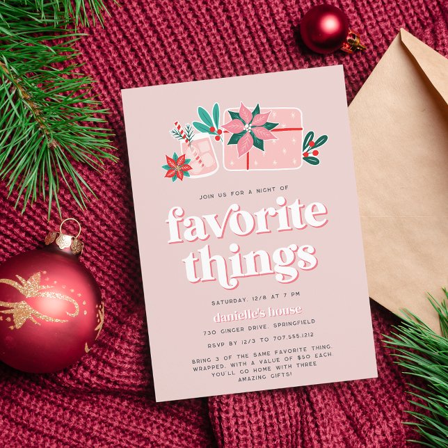 Colourful Retro Pink Holiday Favourite Things Part Invitation (Creator Uploaded)