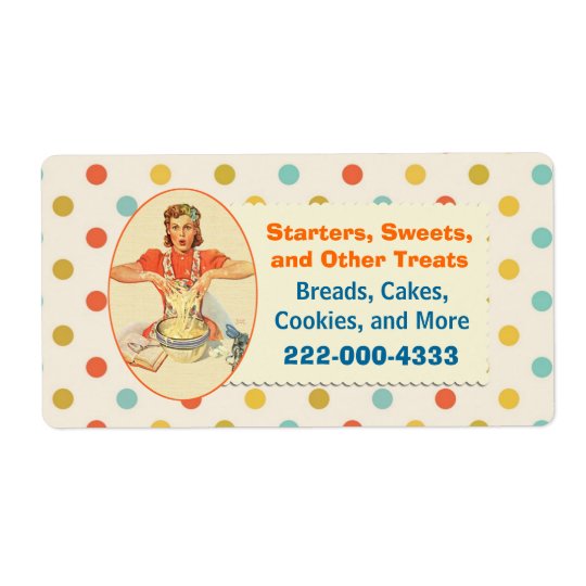 Colourful Retro Polka Dot Bakery Label Shipping Label