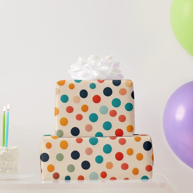 Colourful Retro Polka Dot Wrapping Paper (Party Gifts)