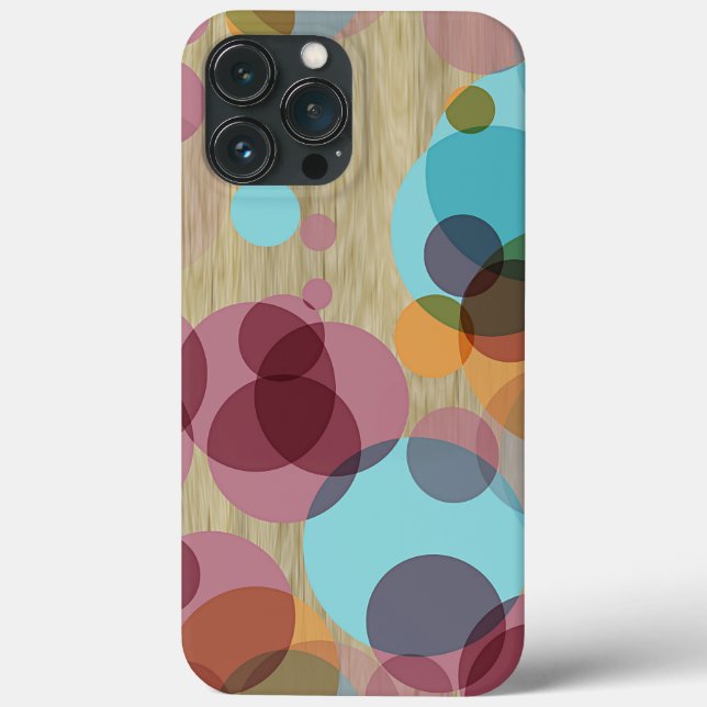 Colourful Retro Polka Dots Art Pattern On Faux Woo Case-Mate iPhone Case (Back)