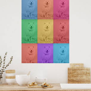 Colourful Retro Pop Art Custom Dog Pet Photo Grid Poster