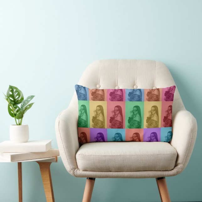 Colourful Retro Pop Art Modern Custom Photo Grid Lumbar Cushion (Chair)