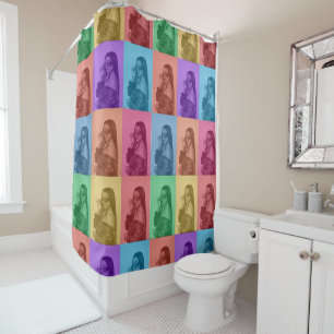 Colourful Retro Pop Art Modern Custom Photo Grid Shower Curtain