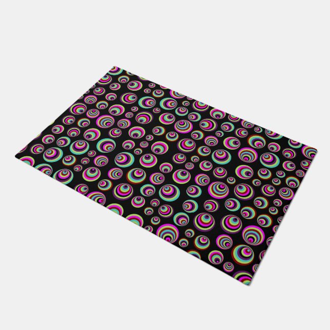 Colourful retro psych dots pattern I + your ideas Doormat (Angled)