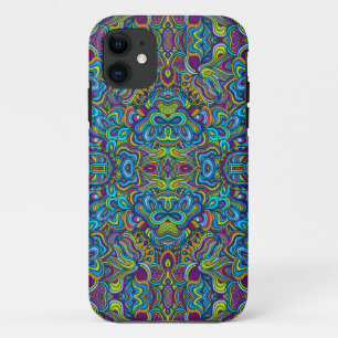 Colourful Retro Psychedelic Abstract Swirls 3 iPhone 11 Case