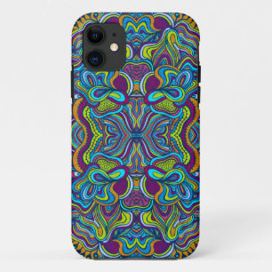 Colourful Retro Psychedelic Abstract Swirls iPhone 11 Case