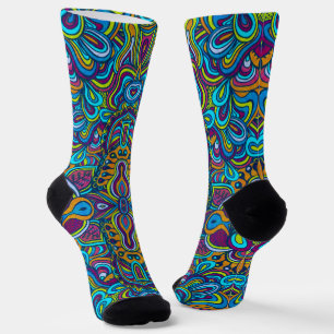 Colourful Retro Psychedelic Abstract Swirls Socks