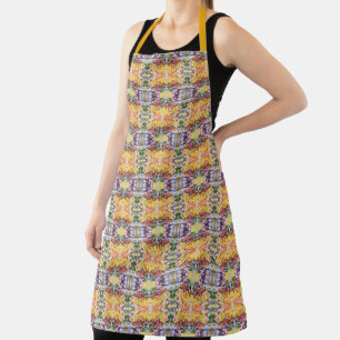 Colourful Retro Psychedelic Kaleidoscope Abstract Apron