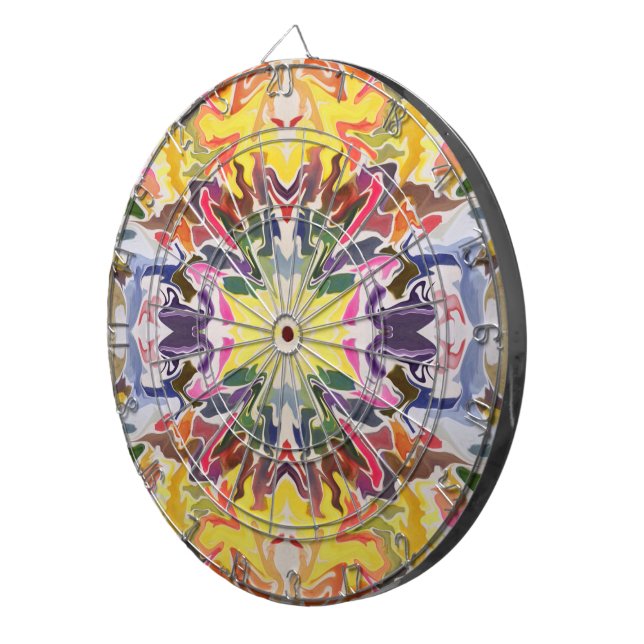 Colourful Retro Psychedelic Kaleidoscope Abstract Dartboard (Front Right)