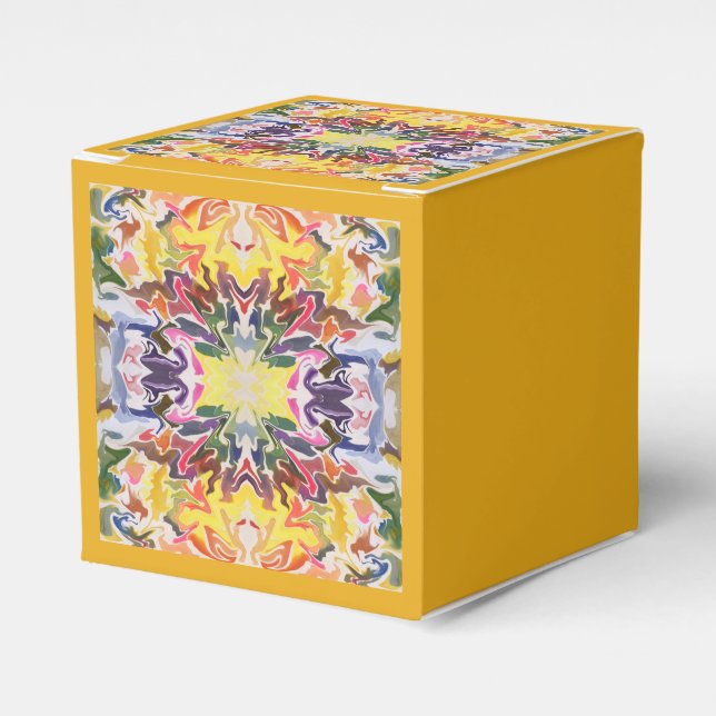 Colourful Retro Psychedelic Kaleidoscope Abstract Favour Box (Front Side)