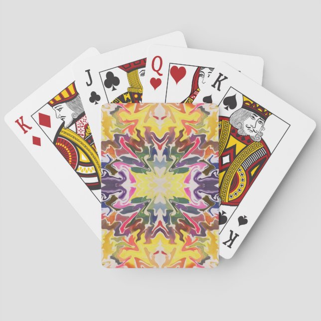 Colourful Retro Psychedelic Kaleidoscope Abstract Playing Cards (Back)