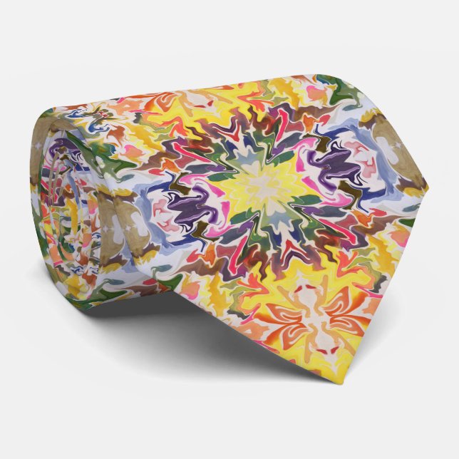 Colourful Retro Psychedelic Kaleidoscope Abstract Tie (Rolled)