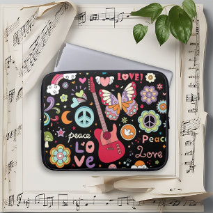 Colourful Retro Psychedelic Peace Love Laptop Sleeve