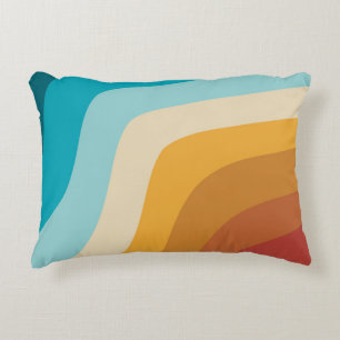 Colourful Retro Rainbow Abstract Waves  Decorative Cushion